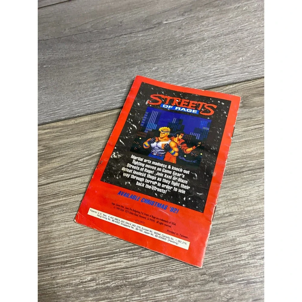 Sega Game Gear Sonic the Hedgehog 2 Instruction Manual 1992‎ Original 672-0972